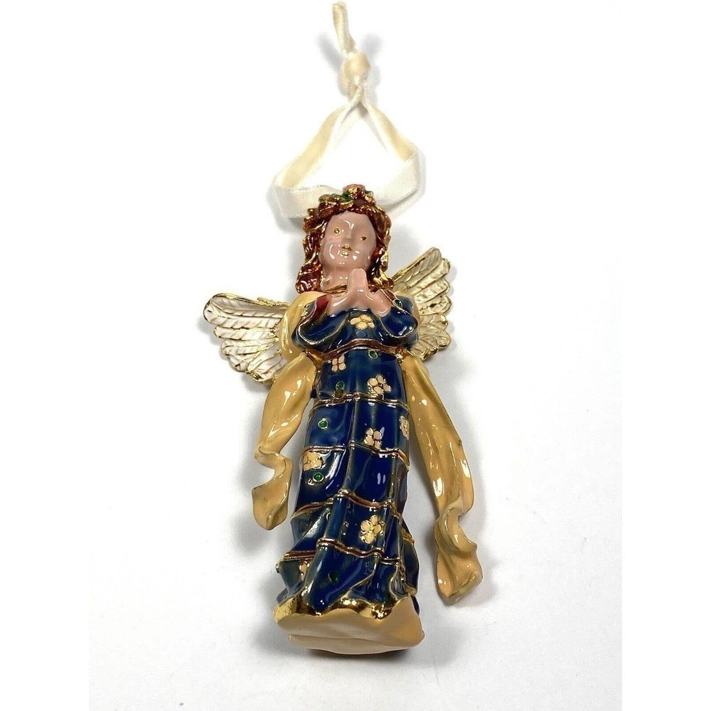 Christmas Cloisonné Angel Oarnament Articulated Large Metal New in the box